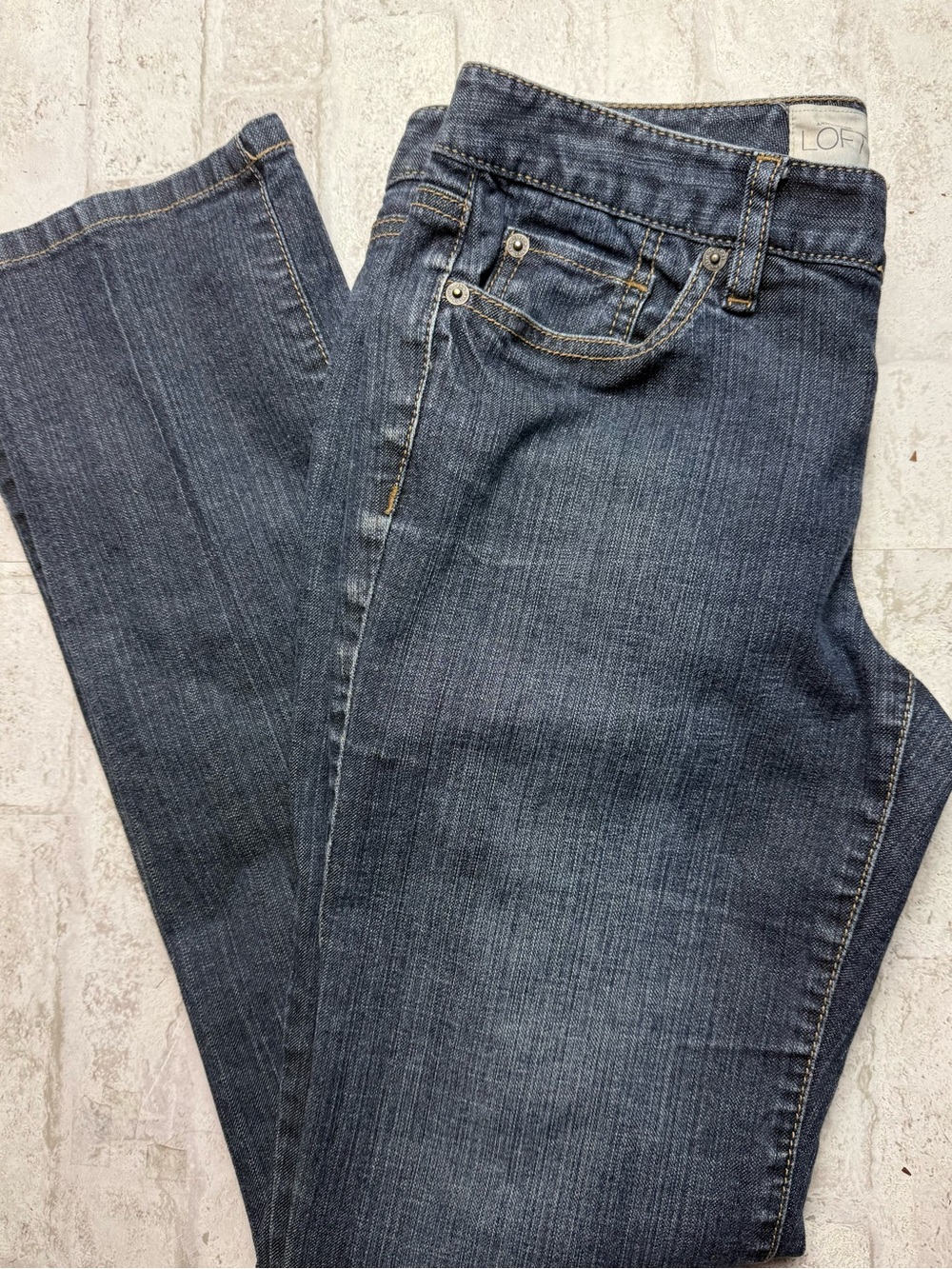 Ann Taylor LOFT Jeans Womens 6 Blue Denim Straight Mid Rise Medium Wash 30x30.5😍